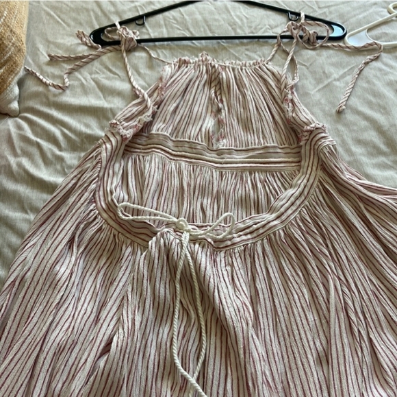 Candy Striper Frayed High Low Halter Dress - Small - Picture 3 of 4
